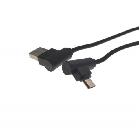 Cablu USB 2.0 la microUSB, unghi 90 grade la ambele capete, 300 cm lungime, invelis textil, negru [4]