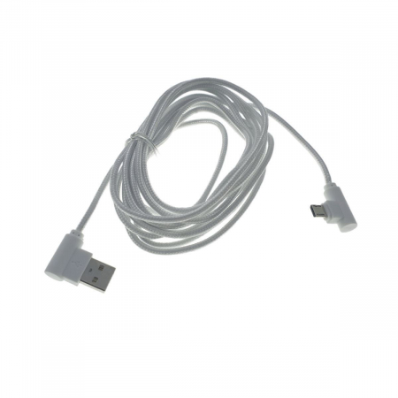 Cablu USB 2.0 la USB tip C, unghi 90 grade la ambele capete, 300 cm lungime, invelis textil, alb [2]