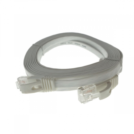 Cabluri retea internet - Cablu UTP cat.6, mufat 2xRJ45, lungime 5m, plat, de legatura retea, ethernet, alb