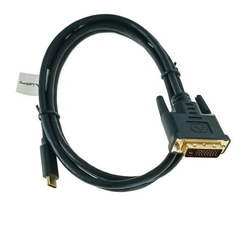 Cabluri transfer video - Cablu video USB-C la DVI-D 24+1 pini, 1.8m, tata-tata, dual link, HDR, Lanberg 43685, 4K-60Hz, negru
