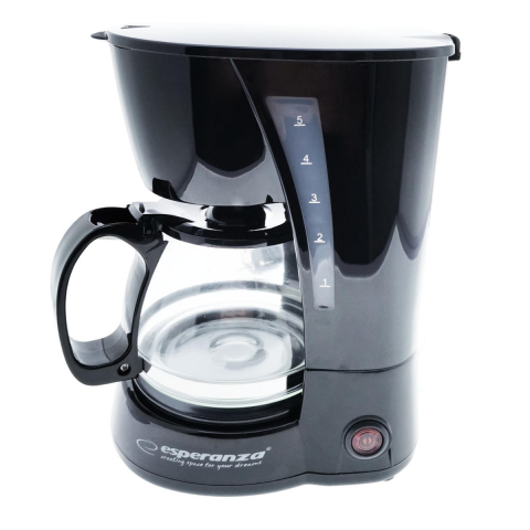 Casnice - Cafetiera cu filtru reutilizabil, Esperanza Robusta, capacitate 0.6 l, 650 W, sistem anti-scurgere, neagra