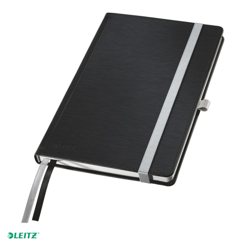Caiete - Caiet birou A5 dictando satin coperta carton Leitz Style, carton 96 g/mp, 80 file, 8 file perforate, negru