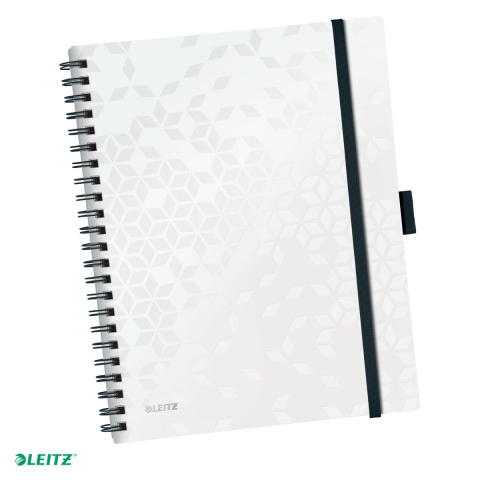Liniatura Dictando (Linii) A4 - Caiet birou spira A4 dictando coperta PP be mobile Leitz Wow, carton 80 g/mp, 80 file, alb