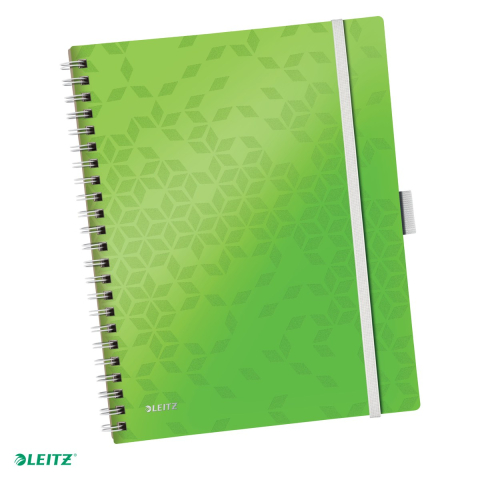 Liniatura Dictando (Linii) A4 - Caiet birou spira A4 dictando coperta PP be mobile Leitz Wow, carton 80 g/mp, 80 file, verde