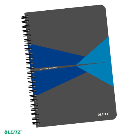 Caiete - Caiet birou spira A5 dictando coperta PP office Leitz, carton 90 g/mp, 90 file, albastru