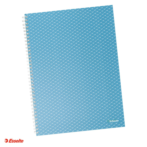 Caiete A4 - Caiet de birou Esselte Colour'Breeze, carton, A4, 80 coli, cu spira, dictando, pentru documente perforate, hartie 80 g/mp, albastru