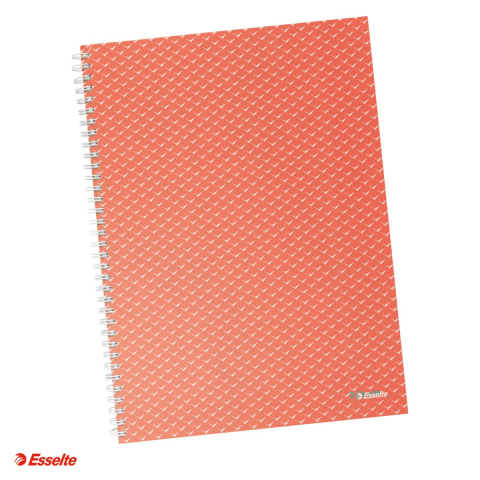 Caiete A4 - Caiet de birou Esselte Colour'Breeze, carton, A4, 80 coli, cu spira, matematica, pentru documente perforate, hartie 80 g/mp, corai