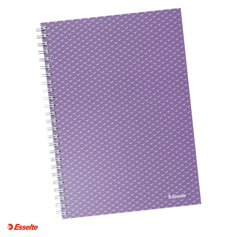 Liniatura Dictando (Linii) A5 - Caiet de birou Esselte Colour'Breeze, carton, A5, 80 coli, cu spira, dictando, pentru documente perforate, hartie 80 g/mp, lavanda