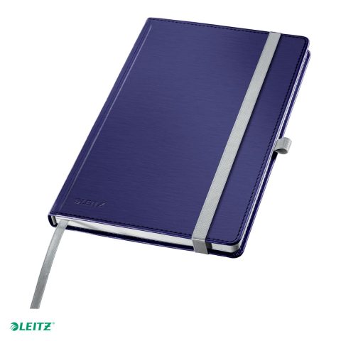 Caiete - Caiet de birou Leitz Style, coperta dura, A5, 80 coli, dictando, pentru documente perforate, 8 file perforate, hartie 100 g/mp, albastru-violet