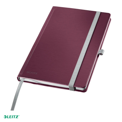 Caiete - Caiet de birou Leitz Style, coperta dura, A5, 80 coli, matematica, pentru documente perforate, 8 file perforate, hartie 100 g/mp, grena