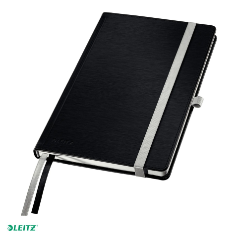 Caiete - Caiet de birou Leitz Style, pentru documente perforate, 80 file, 8 file perforate, hartie 96 g/mp, negru Satin
