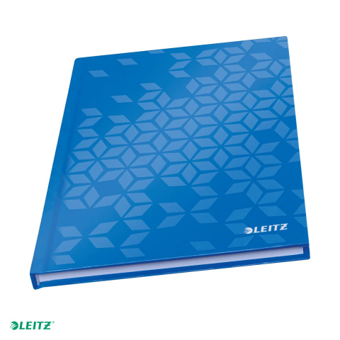 Caiete A5 - Caiet de birou Leitz WOW, carton laminat, coperta dura, A5, 80 coli, dictando, hartie 80 g/mp, albastru