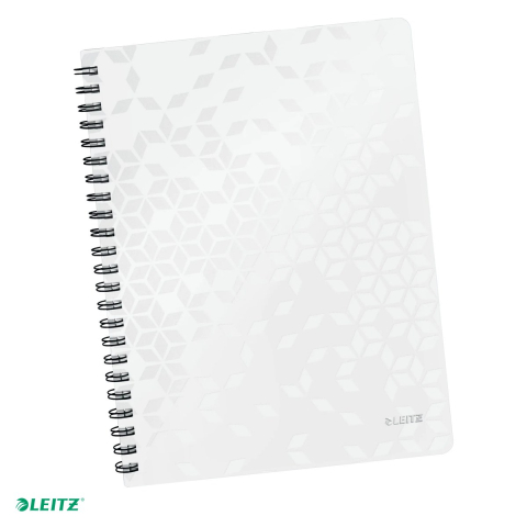 Liniatura Matematica (Patratele) A4 - Caiet de birou Leitz WOW, PP, A4, cu spira, matematica, pentru documente perforate, 80 file, hartie 80 g/mp, alb