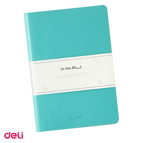 Birotica papetarie - Caiet Deli A5, 96 file, dictando, birou, coperta imitatie piele bleu