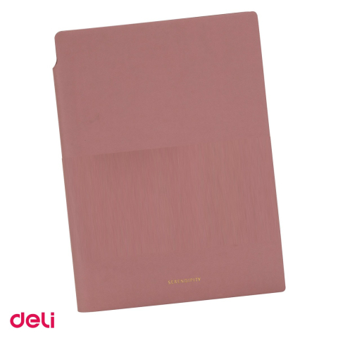 Liniatura Dictando (Linii) A5 - Caiet Deli N141L A5, 112 file, dictando, birou 80 g, coperta imitatie de piele, roz
