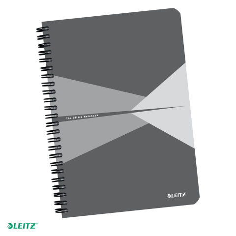 Caiete - Caiet Leitz Office cu spira, coperta carton, A5, dictando, 90 file, hartie 90 g/mp, gri