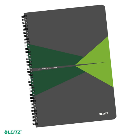 Caiete - Caiet Leitz Office cu spira, coperta PP, A4, matematica, 90 file, hartie 90 g/mp, verde