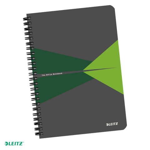 Caiete - Caiet Leitz Office cu spira, coperta PP, A5, dictando, 90 file, hartie 90 g/mp, verde
