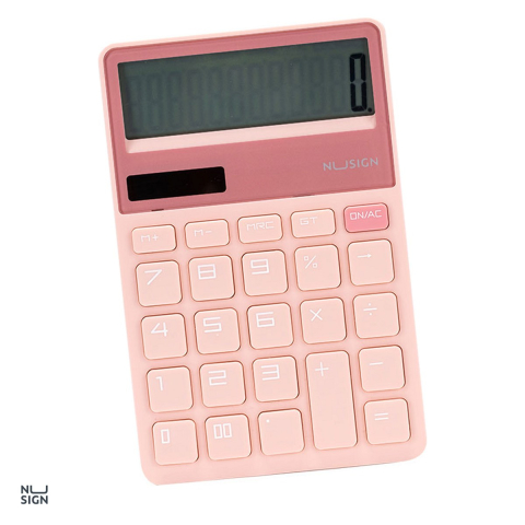 Birotica papetarie - Calculator de birou Nusign Dig Deschis, 12, roz, 165x110x25 mm
