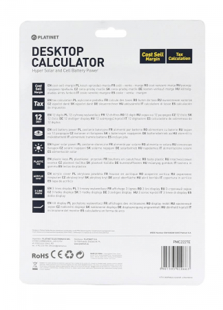 Calculator de birou Platinet PMC222TE 41066,afisaj 3 linii,Tax&Business,12 digiti [1]