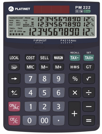 Calculatoare numerice - Calculator de birou Platinet PMC222TE 41066,afisaj 3 linii,Tax&Business,12 digiti
