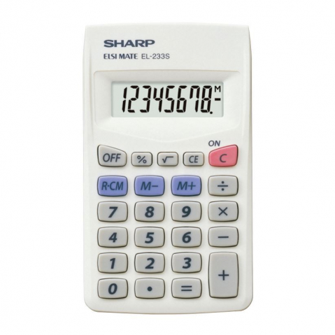 Calculator Sharp EL-233S de buzunar,8 digits,103x60x8mm,alb [4]
