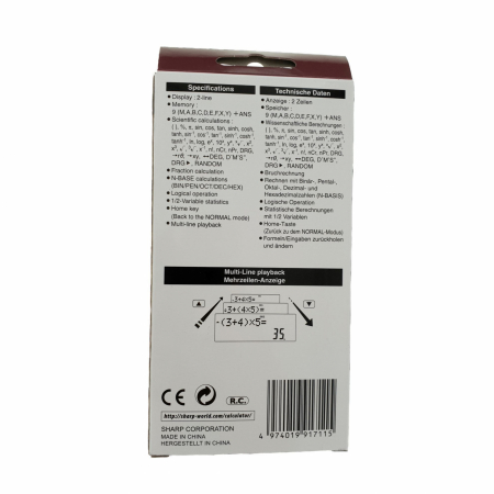 Calculator stiintific Sharp EL-531TH,273 functii,10 digiti,161x80x15mm,negru cu gri [3]