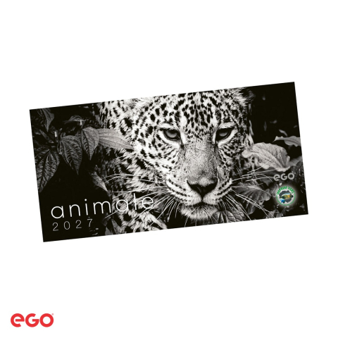 Birotica papetarie - Calendar de birou Ego Animale, 13 file, 20x10 cm, cu spira metalica
