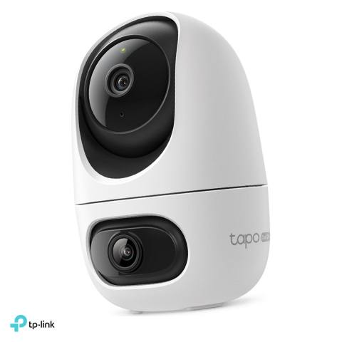 Camere de supraveghere - Camera de supraveghere interior TP-Link Tapo C245D, doua obiective 2K 3MP, pan 360 si tilt, urmarire sincronizata, Wi-Fi 2.4 GHz, AI, vedere nocturna IR 12 m, alb