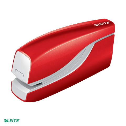 Tehnica de birou - Capsator electric Leitz WOW NeXXt Series, cu baterii, capsare 10 coli, 1000 capse e1 incluse, rosu