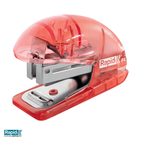 Capsatoare - Capsator mini Rapid Colour'Breeze F4, 10 coli, pentru capse 24/6 si 26/6, corai