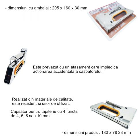 Capsator pentru tapiterie, din inox, cu 4 functii si blocare manuala [4]