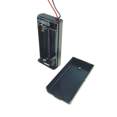 Mufe si conectori electrici - Carcasa cu capac si conectori cu 2 fire, pentru 2 baterii tip AA-R6, PR-2664-04800, buton On/Off, neagra