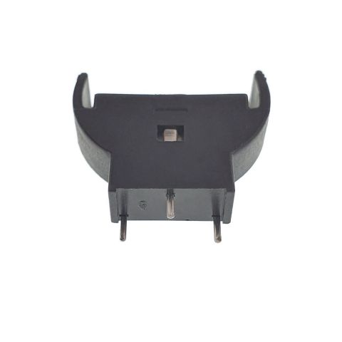 Carcasa cu suport si conectori cu 2 pini pozitivi si un pin negativ, pentru baterie CR2032, 23x21x6mm, din plastic negru [13]