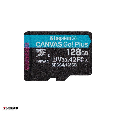 Carduri memorie - Card de memorie Kingston 128GB microSDXC Canvas Go Plus Gen4, clasa 10, UHS-I, U3, V30, A2, viteza citire 200 MB/s, cu adaptor SD