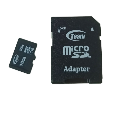 Carduri 16 Gb - Card de memorie microSDHC 16 Gb, clasa 10 UHS-I, TeamGroup 03822, cu adaptor SD, negru