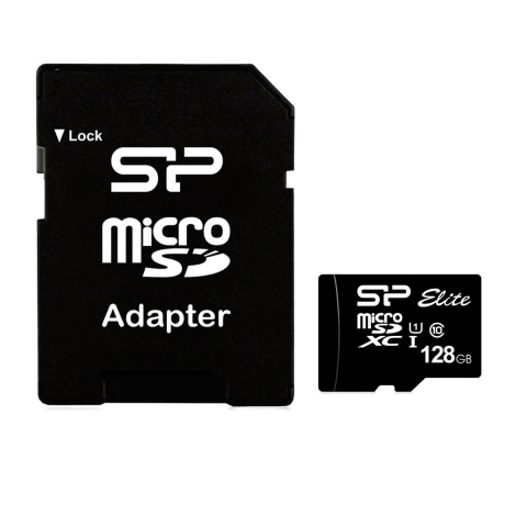 Carduri 128 Gb - Card de memorie MicroSDXC 128 Gb, Silicon Power Elite, UHS-I, U1, clasa 10, cu adaptor