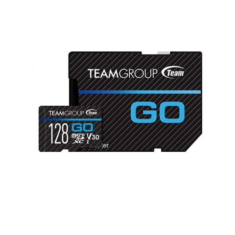 Carduri 128 Gb - Card de memorie microSDXC 128Gb, TeamGroup GO 4K 05161, UHS-I U3 V30 4K pentru GoPro, 100/50MB/s, cu adaptor SD, negru