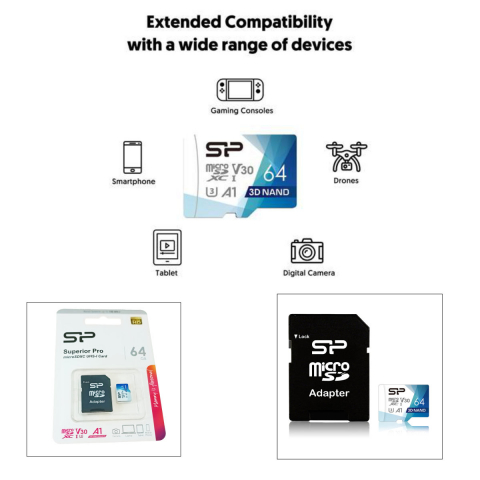 Card de memorie MicroSDXC 64 Gb, Silicon Power Superior Pro, UHS-I, U3, V30, A1 100/80/MB/s, cu adaptor [2]