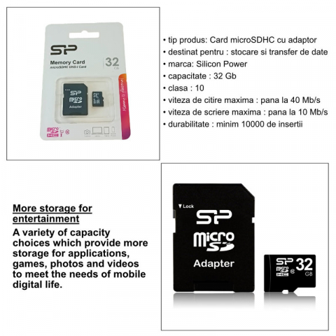 Card de memorie Silicon Power microSDHC 32 Gb clasa 10 cu adaptor [4]