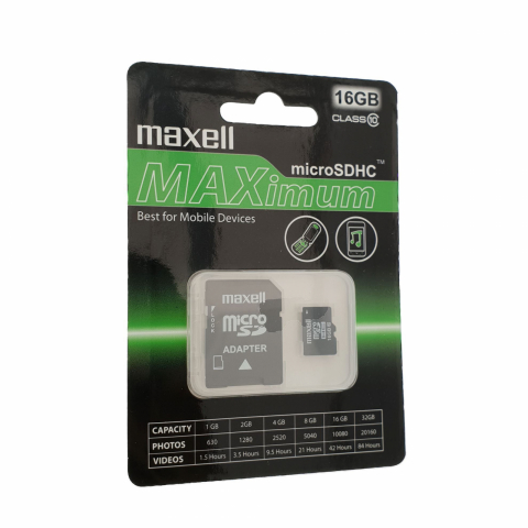 Carduri 16 Gb - Card Maxell microSDHC 16 Gb clasa 10 cu adaptor, MAXimum 854717.00.TW