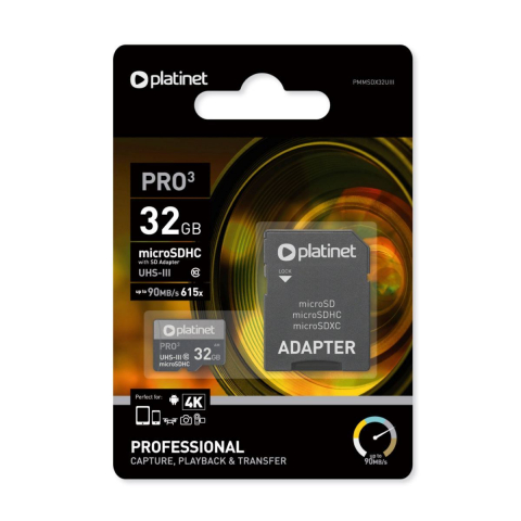 Card microSDHC 32 Gb UHS-III 70MB/S Platinet Pro 44003 , clasa 10 cu adaptor [2]