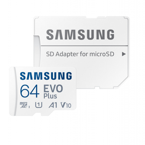 Carduri 64 Gb - Card microSDXC 64 Gb, Samsung Evo Plus, U1, A1, V10, 130Mb/s, cu adaptor