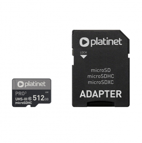 Card microSDXC Platinet 45095, 512GB, clasa 10 UHS-III 90Mb/s cu adaptor [2]