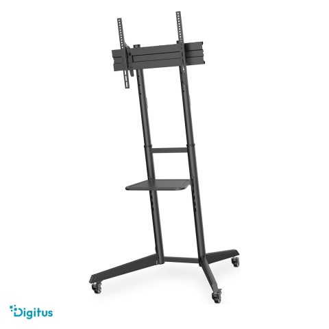 Accesorii IT - Carucior TV Digitus DA-90447 cu raft, pentru televizoare 37-70 inch, sarcina maxima 50 kg, VESA pana la 600 x 400, inaltime reglabila, roti cu blocare, negru