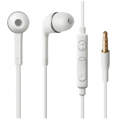 Accesorii smartphone - Casti cu microfon, Samsung EO-EG900BW G900F GALAXY S5, control pe fir, cablu 110 cm, conector jack 3.5mm, albe