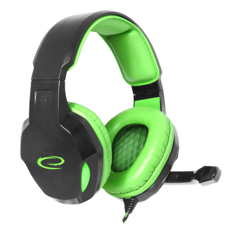 Casti gaming, Esperanza Cobra, cu microfon, control volum, negru cu verde [3]