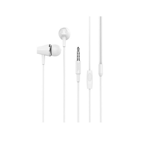 Casti cu cablu - Casti in-ear cu microfon, HOCO Honor M34, conector tip Jack 3.5 mm, control pe fir, lungime cablu 120 cm, albe