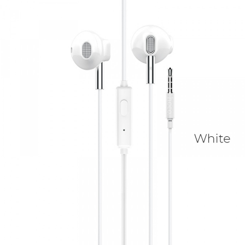 Casti cu cablu - Casti in-ear cu microfon, HOCO Sky Sound M57, pentru smartphone, conector jack 3.5mm 4 pini, cablu 115 cm, albe