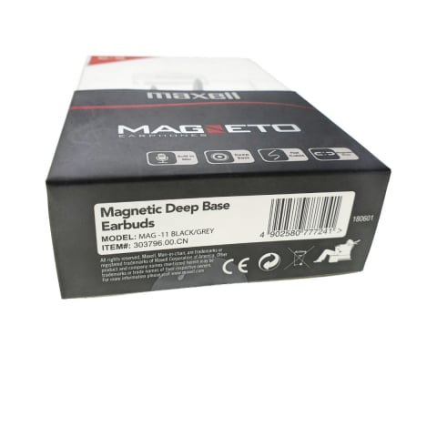 Casti in ear cu microfon, Maxell Magneto, design wing tip cu baza magnetica, jack 3.5mm, cablu plat 125cm, cu suport, negru cu gri [8]